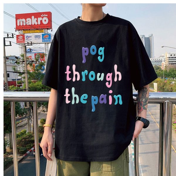 Anime Summer T shirts Tommyinnit Pog Through The Pain Print High Quality Oversized Unisex Short Sleeve - TommyInnit Shop