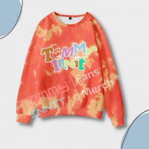 Orange Tie Dye Printed Pullover Sweatshirt - TommyInnit Shop