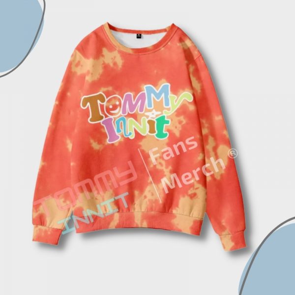 Orange Tie Dye Printed Pullover Sweatshirt - TommyInnit Shop